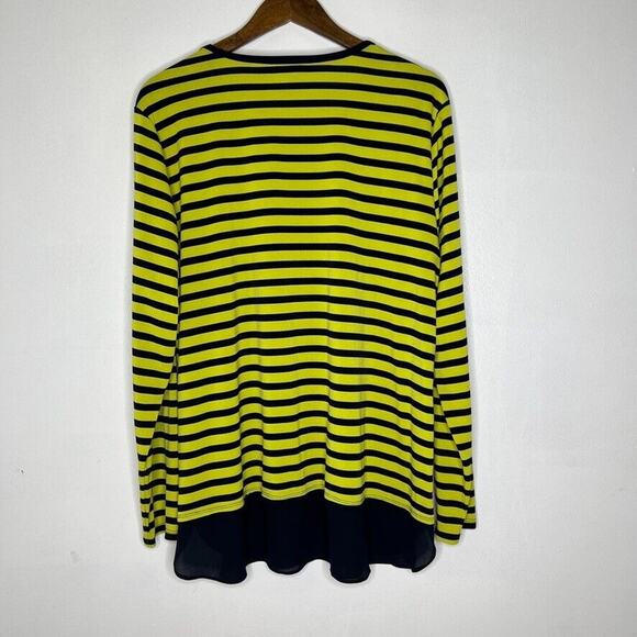 Susan Graver Women's Yellow Navy Striped Top Size XL Long Sleeve - Picture 8 of 10